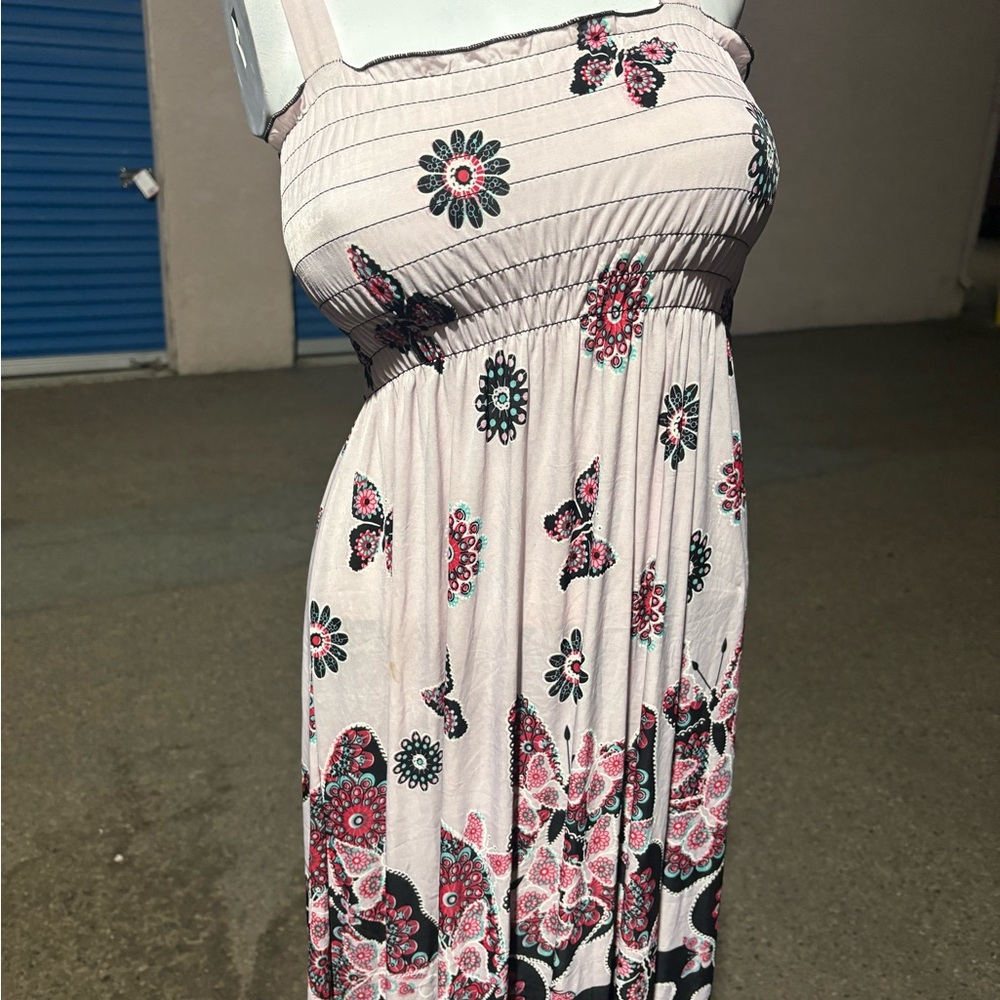 Floral Maxi Dress - Cream and Pink